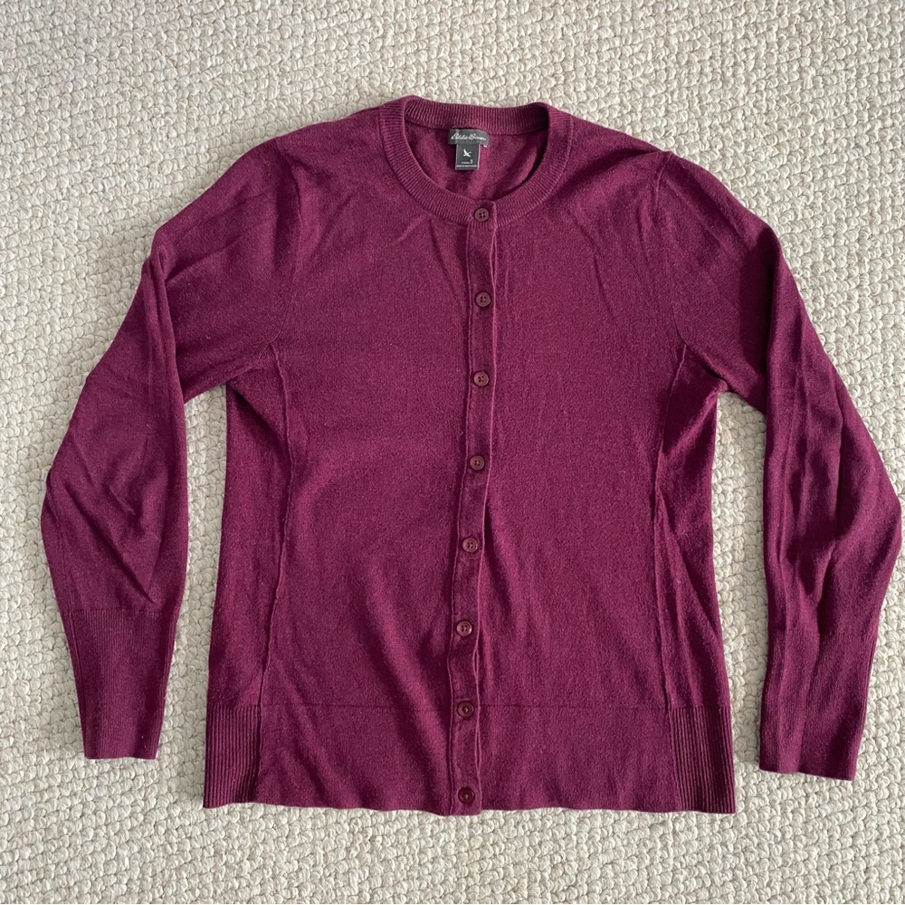 Eddie Bauer Women's Burgundy Cardigan Size Small